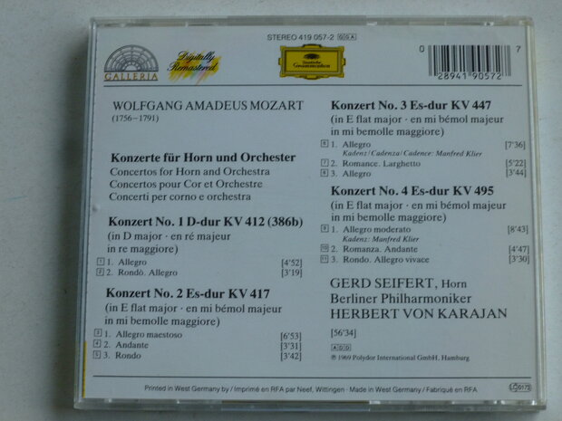 Mozart - 4 Hornkonzerte / Gerd Seifert, Herbert von Karajan