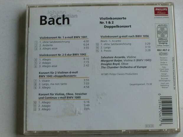 Bach - Violinkonzerte nr. 1 & 2 / Salvatore Accardo, Margaret Batjer