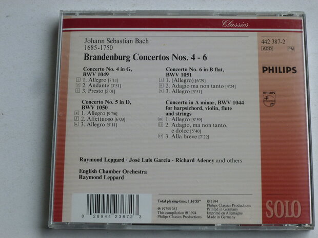 Bach - Brandenburg Concertos nos. 4-6 / Raymond Leppard