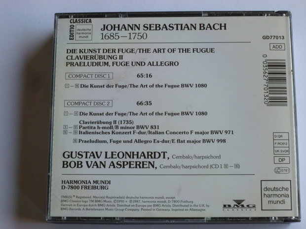 Bach - Die Kunst der Fuge / Gustav Leonhardt (2 CD)