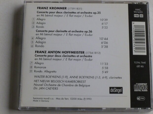 Krommer Hoffmeister - Concertos / Anne, Walter Boeykens, Jan Caeyers