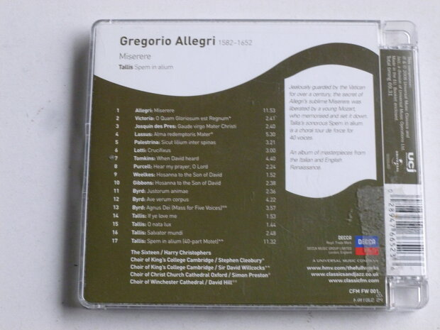 Gregorio Allegri - Miserere / The Sixteen, Harry Christophers