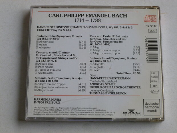 C.P.E. Bach - Hamburger sinfonien / Andreas Staier