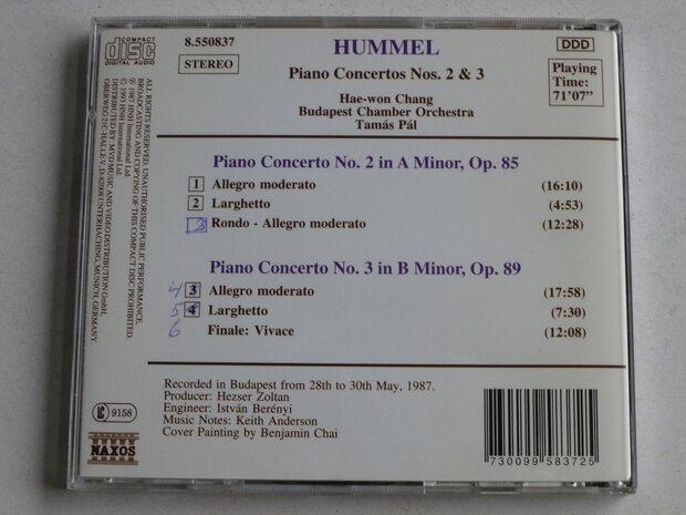 Hummel - Piano Concertos / Hae-won Chang, Pal