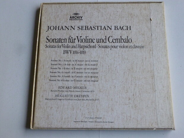 Bach - Sonaten für Violine und Cembalo / Melkus, Dreyfus (2 LP)