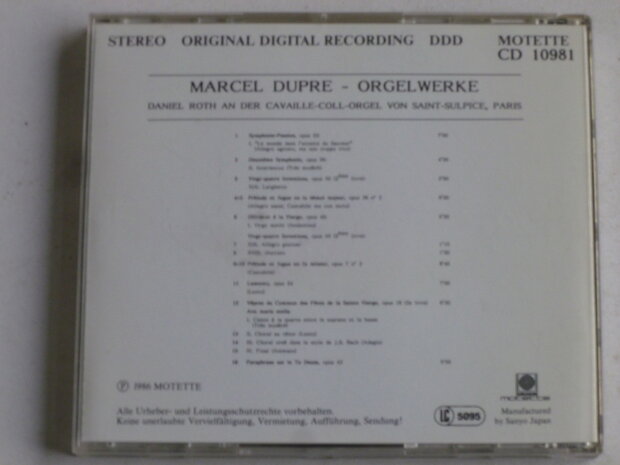 Marcel Dupre - Orgelwerke / Daniel Roth