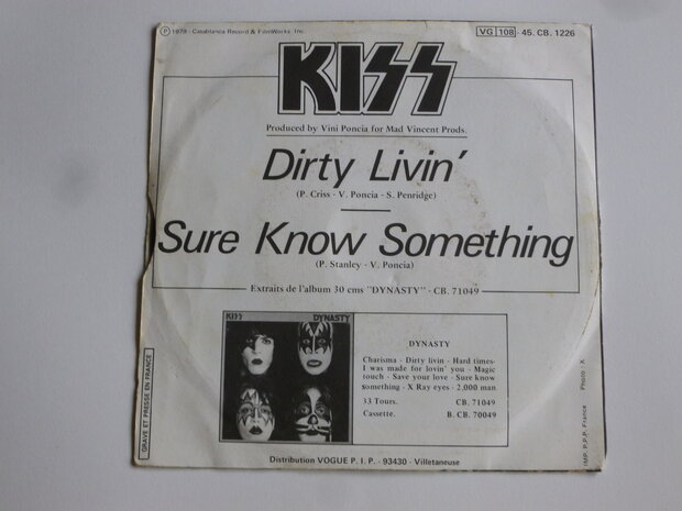 Kiss - Dirty Livin / Sure Know Something (vinyl single)