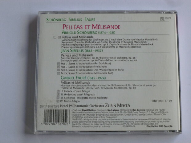 Schönberg, Sibelius, Faure - Pelleas et Melisande / Zubin Mehta