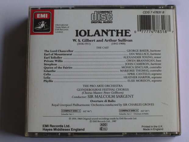 Gilbert & Sullivan - Iolanthe / Sir Malcolm Sargent (2 CD)