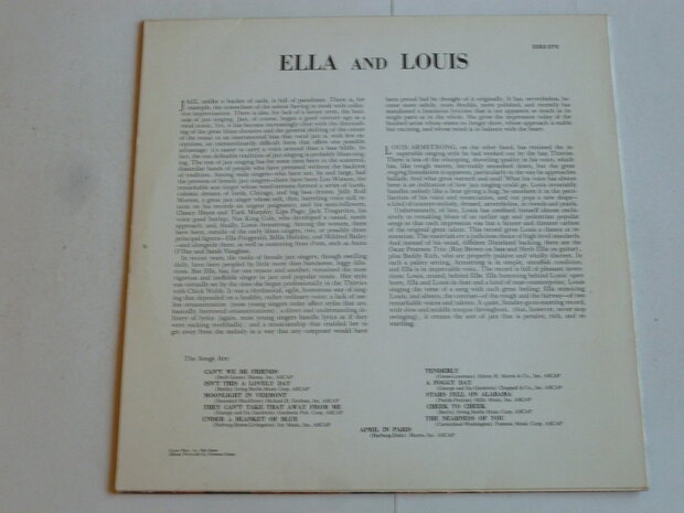 Ella Fitzgerald Louis Armstrong - Ella and Louis (LP) verve 1963