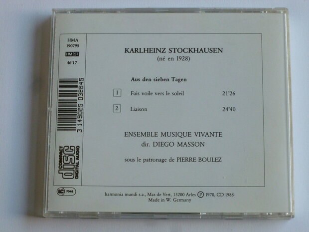 Stockhausen - Aus den sieben Tagen / Diego Masson