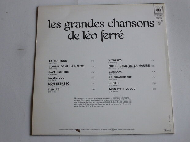 Leo Ferre - Les grandes Chansons de Leo Ferre (CBS) LP