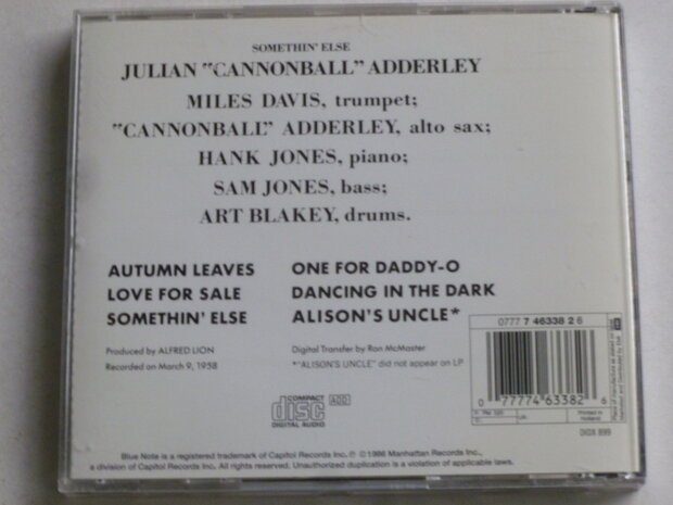 Julian Cannonball Adderley -  Somethin' Else