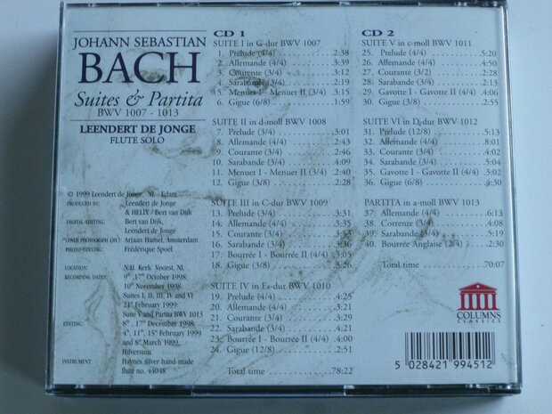 Bach - Suites & Partita / Leendert de Jonge (2 CD)