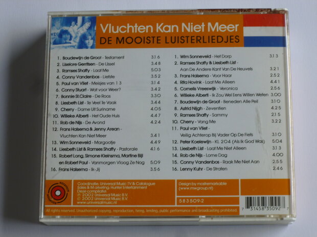 Vluchten kan niet meer - De Mooiste Luisterliedjes (2 CD)