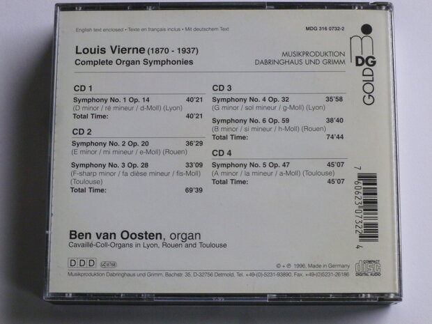 Vierne - Complete Organ Symphonies / Ben van Oosten (4 CD)