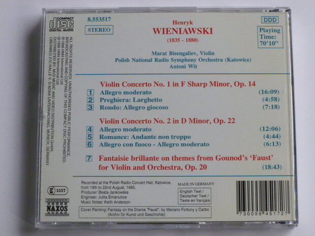 Wieniawaki - Violin Concertos 1,2 / Bisengaliev, Antoni Wit (naxos)