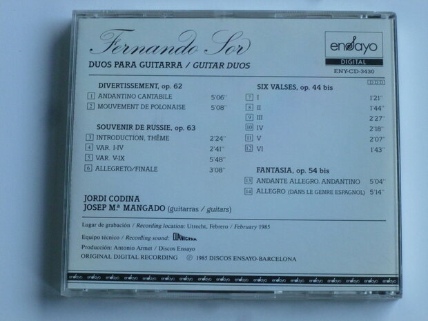 Fernando Sor - Guitar Duos / Jordi Codina, Josep Mangado