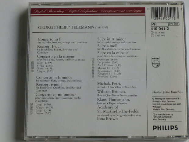 Telemann - Suite, 2 Double Concertos / Michala Petri, Iona Brown