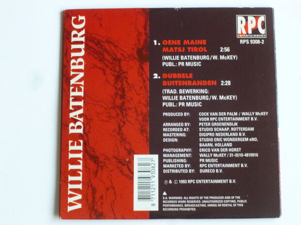 Willie Batenburg - Oene Maine Matsj Tirol (CD Single)