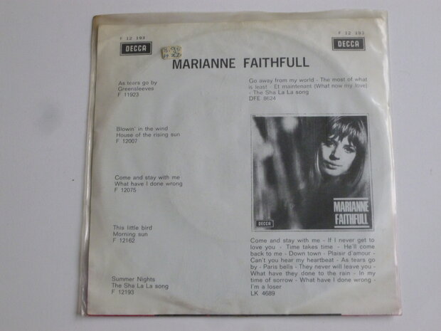 Marianne Faithfull - Summer Nights (vinyl single)