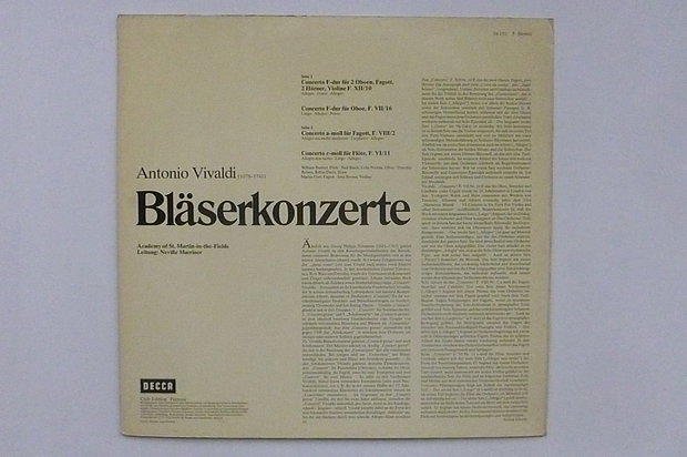 Vivaldi - Bläserkonzerte Neville Marriner (LP)