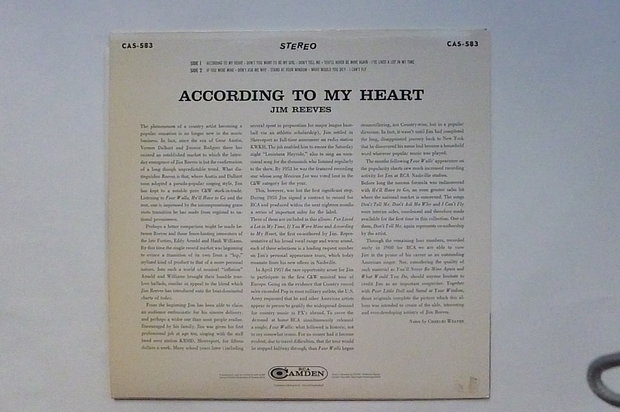 Jim Reeves - According to my Heart (LP)