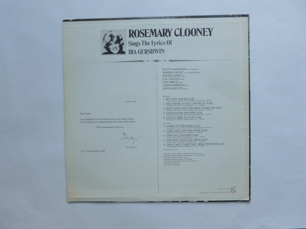 Rosemary Clooney ‎– Rosemary Clooney Sings The Lyrics Of Ira Gershwin (LP)