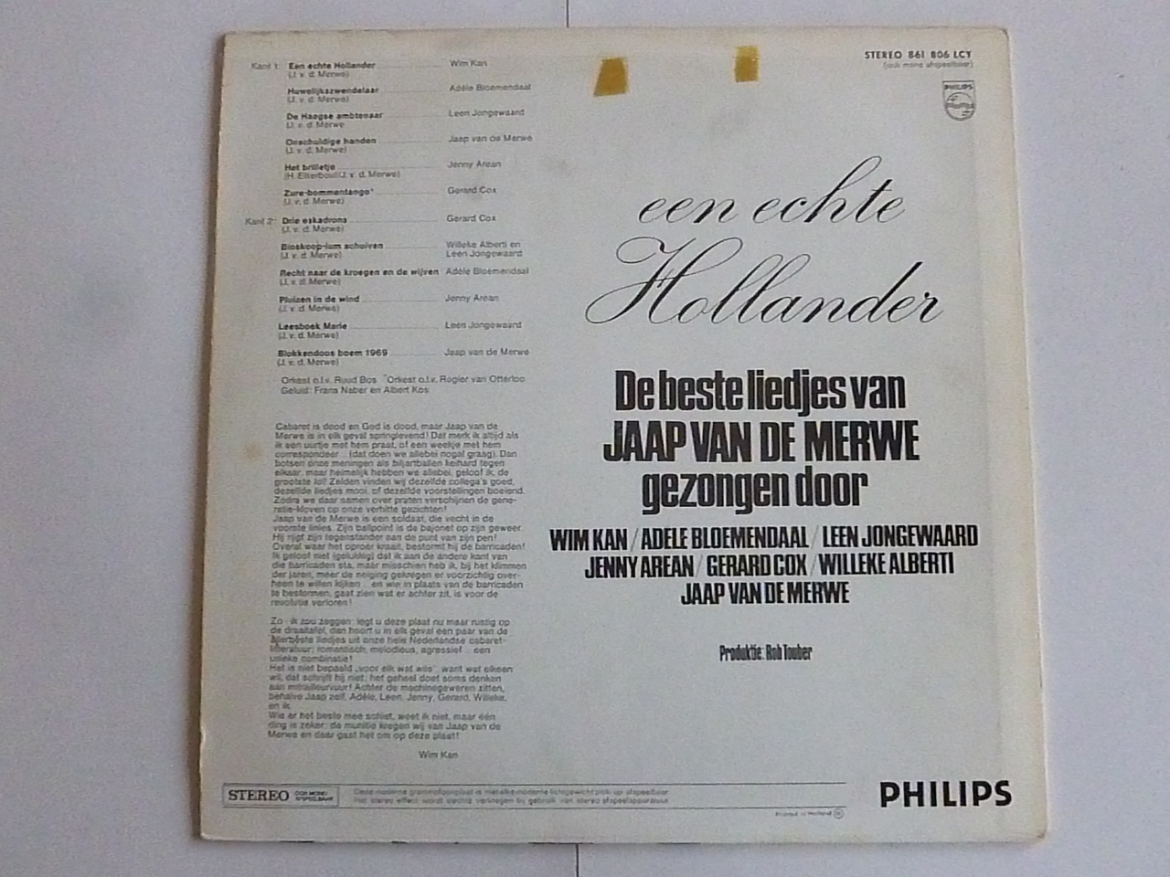man dictator vrijwilliger Een echte Hollander - De beste liedjes van Jaap van de Merwe (LP) -  Tweedehands CD