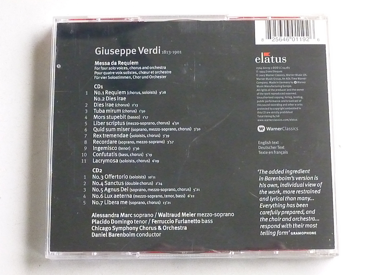 Verdi - Messa da Requiem / Daniel Barenboim (2 CD) - Tweedehands CD